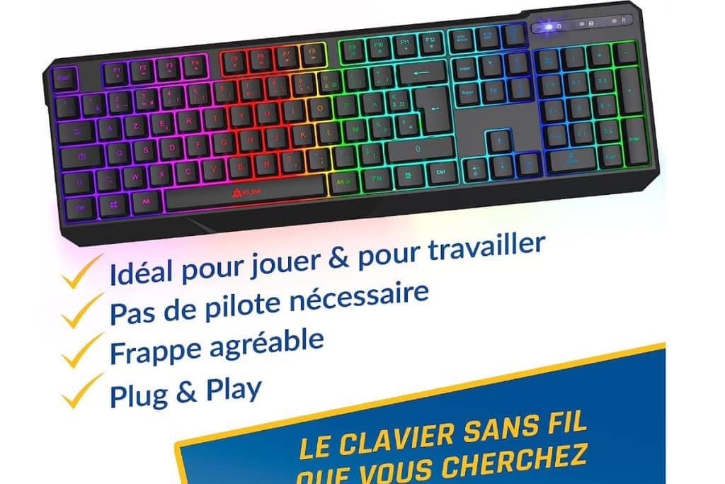 Clavier Gaming sans Fil Mecanique-Gamer Clavier PC RGB TKL AZERTY